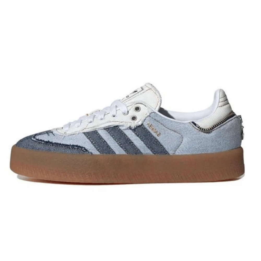 adidas Samba Platform Sneakers - Light Blue & Denim with Gum Sole - Picture 2 of 11
